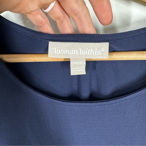 Woman Within Navy Blue Short Sleeve Top Plus Size 18/20 - Picture 3 of 5